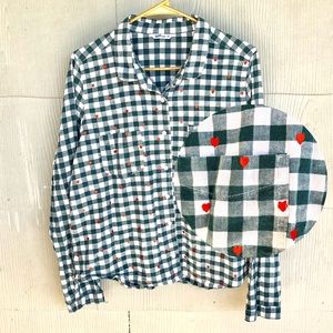 Vintage Wallflower Green Gingham Shirt with Hearts